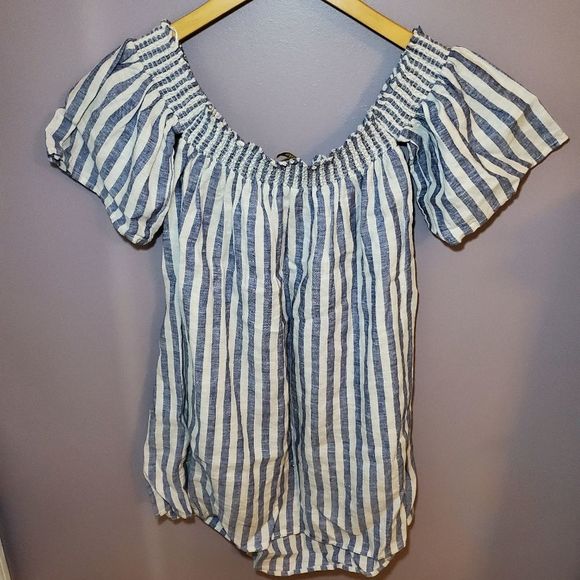 Cynthia Rowley Off the Shoulder 100% Linen Dress Size Small - Picture 4 of 7